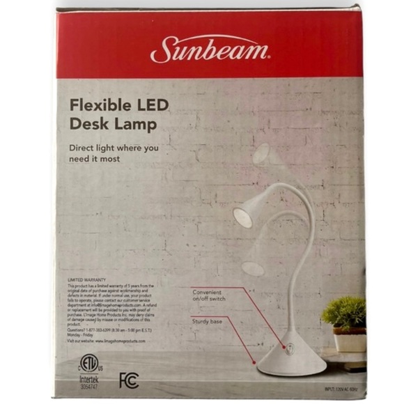 Sunbeam Flexible LED Desk Lamp Energy Star LED Adjustable White Task Lamp - Picture 4 of 4
